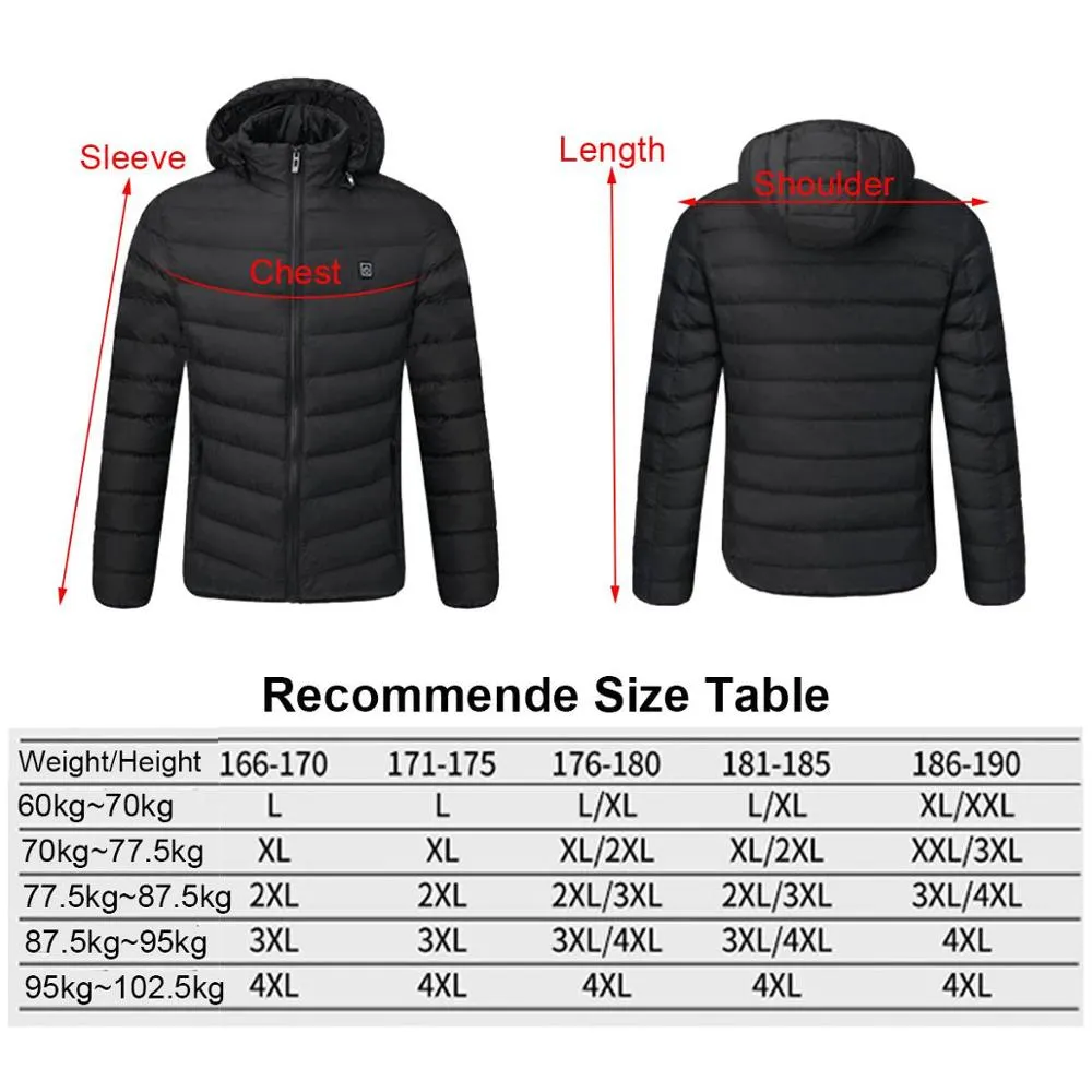 Men Winter Warm Waterproof USB Heating Jacket Thermostat Clothing