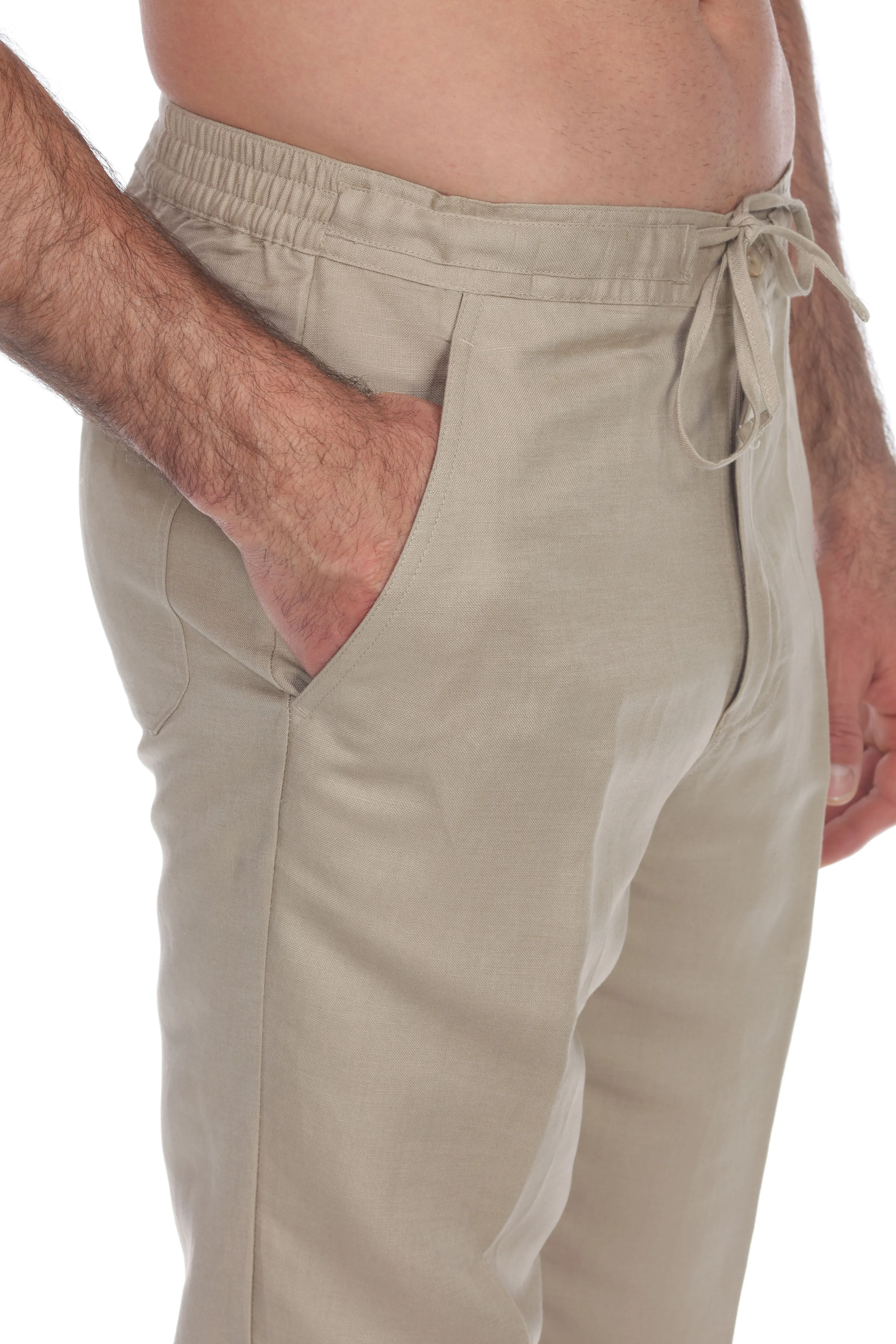 Men's Casual Linen Drawstring  Pants