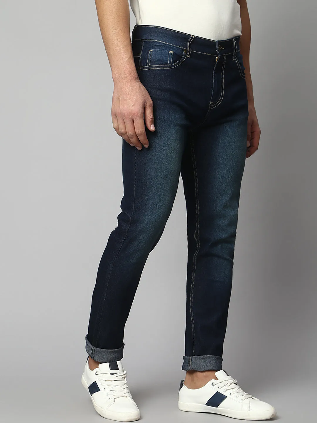 Men's Slim Fit Stretchable Light Washed Denim Jeans