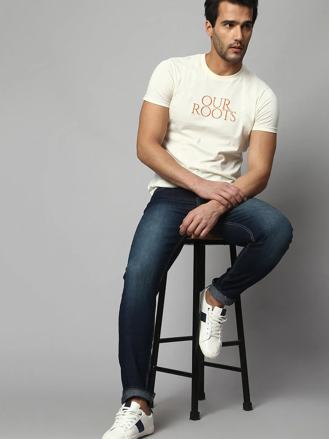 Men's Slim Fit Stretchable Light Washed Denim Jeans