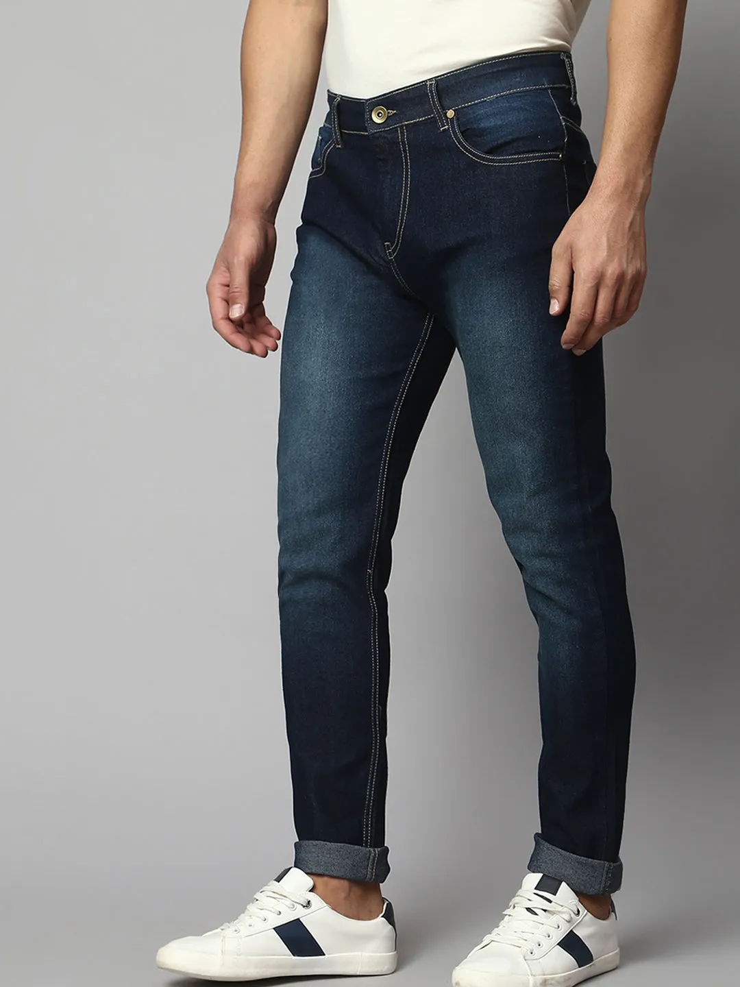 Men's Slim Fit Stretchable Light Washed Denim Jeans