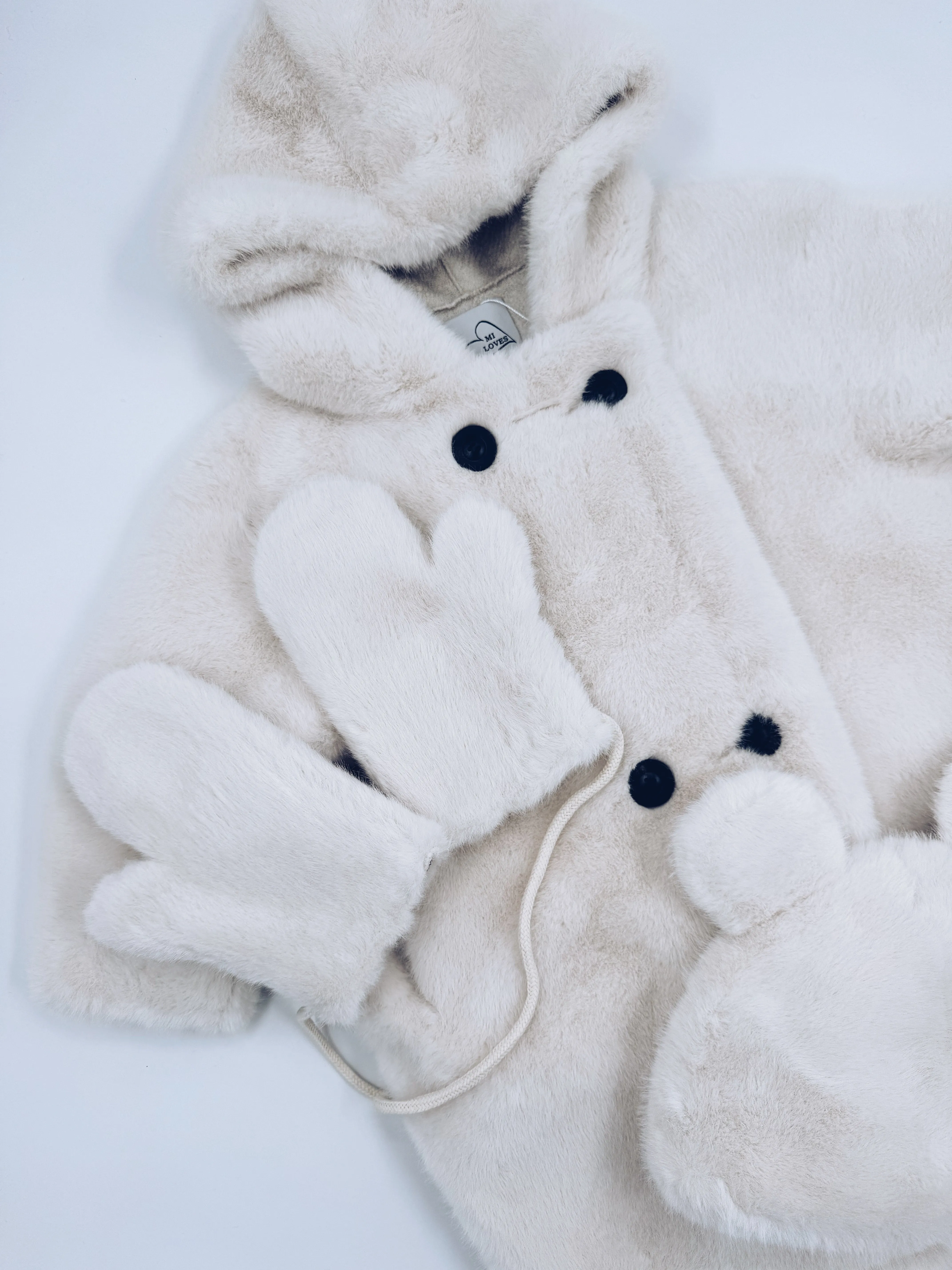 MI LOVES Signature Ivory Bear coat 3 piece set