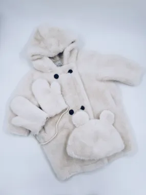 MI LOVES Signature Ivory Bear coat 3 piece set