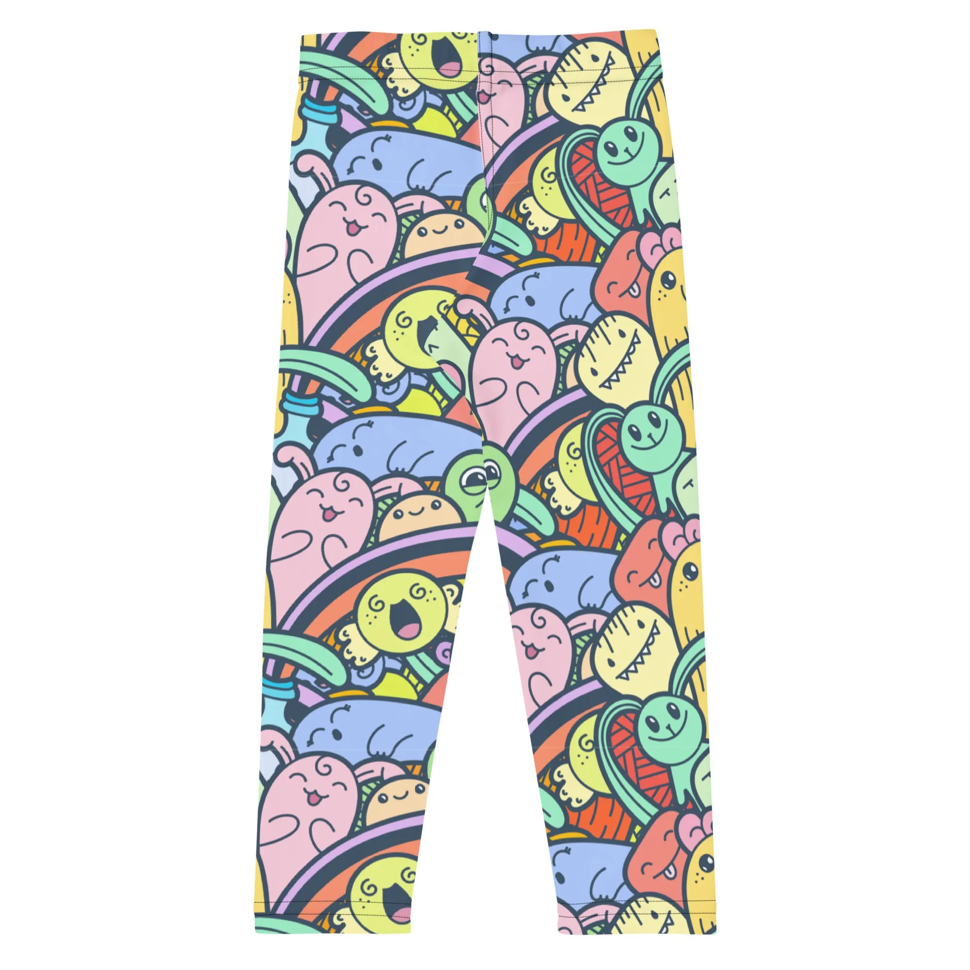 Monstrously Cute Pastel Patterned Doodle Leggings for Kids
