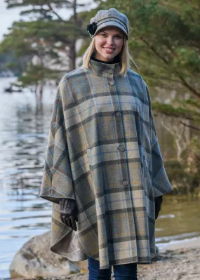 Mucros Dunloe Cape | Grey Multi Check
