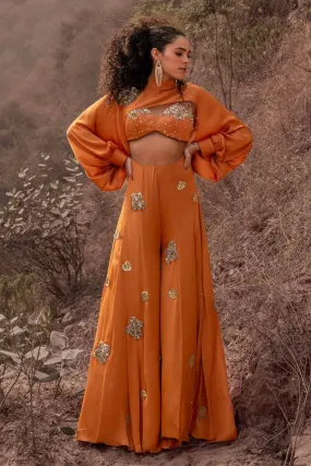 Orange Embroidered Jumpsuit