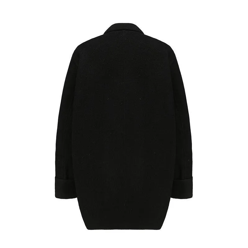 Oversize Double-Sided Wool Diamond Button Coat
