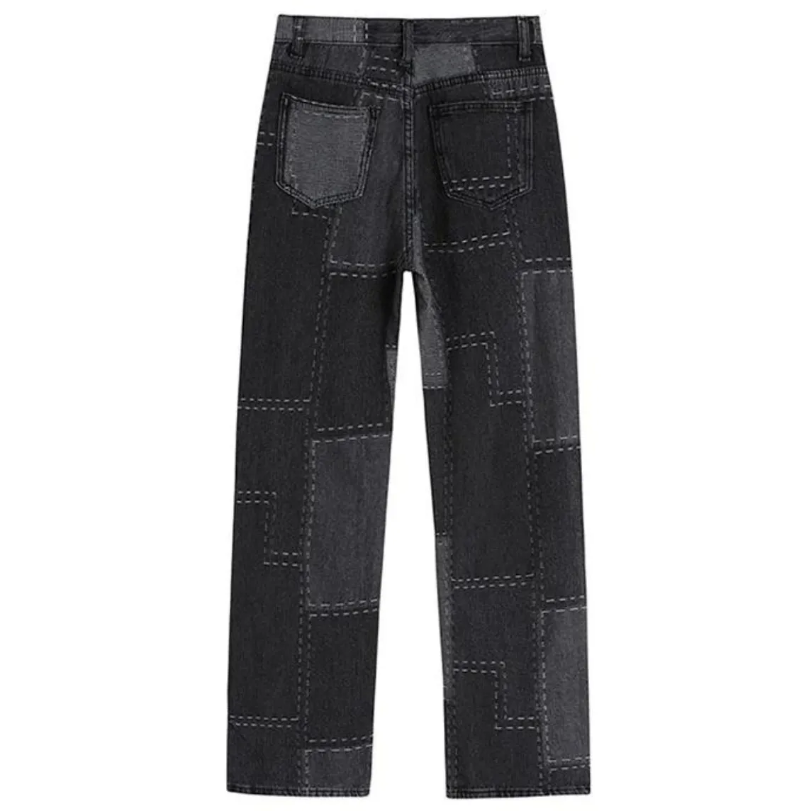 Patchwork High Waist Baggy Jeans