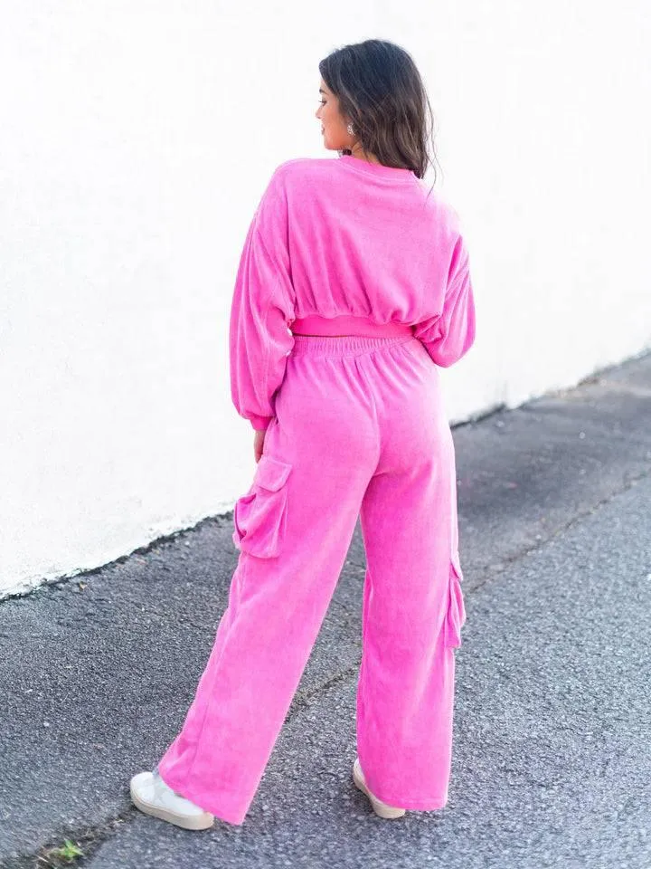 Pinkalicious Long Sleeve Slouchy Corduroy Crop Top- Set