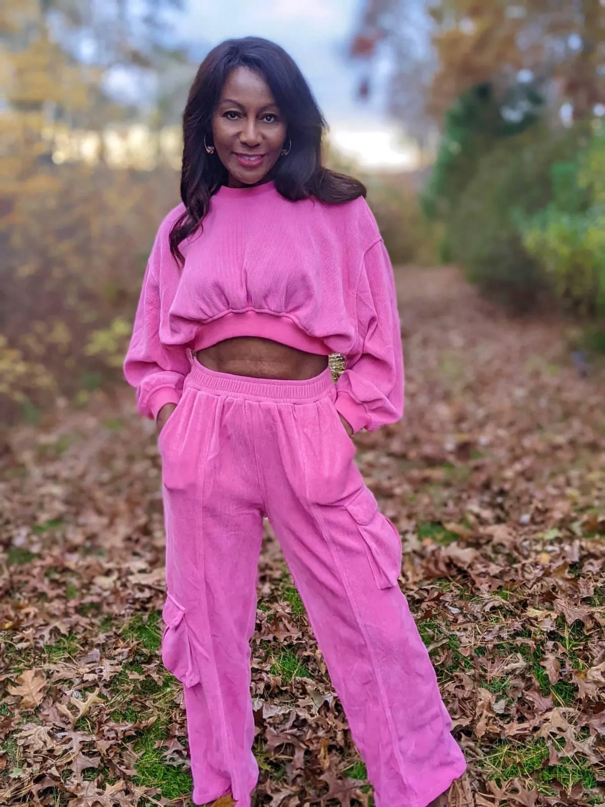 Pinkalicious Long Sleeve Slouchy Corduroy Crop Top- Set