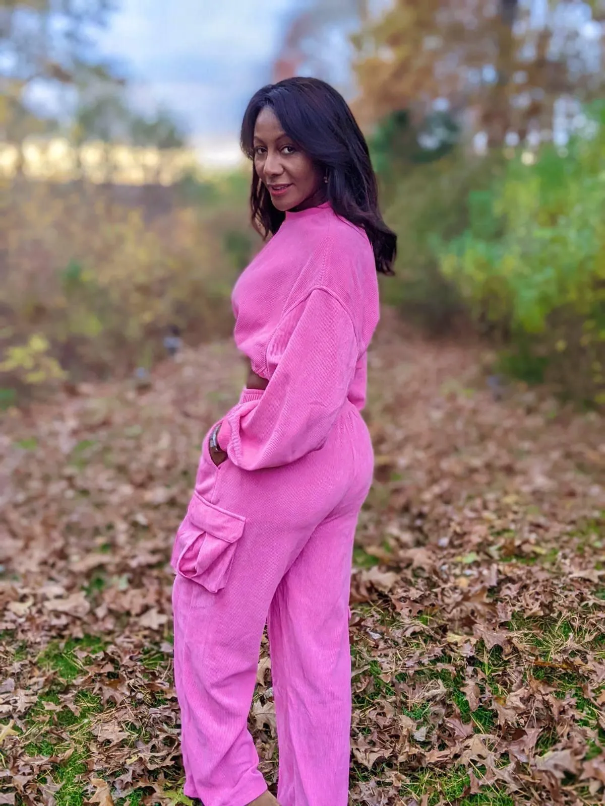 Pinkalicious Long Sleeve Slouchy Corduroy Crop Top- Set