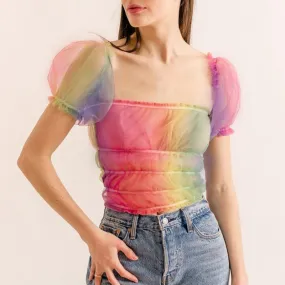 Rainbow Puff Sleeve T-Shirt