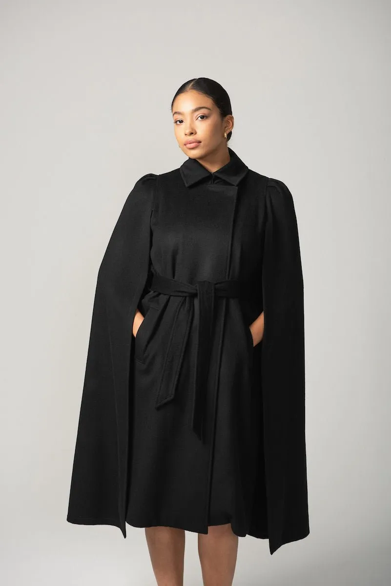 Raven Long Cape in Black