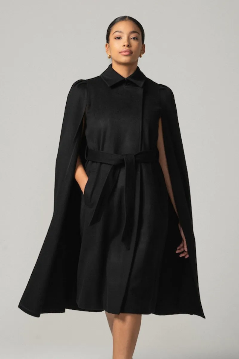 Raven Long Cape in Black