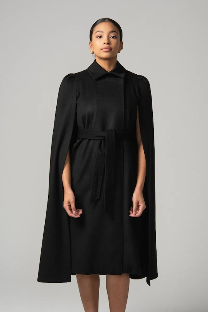 Raven Long Cape in Black