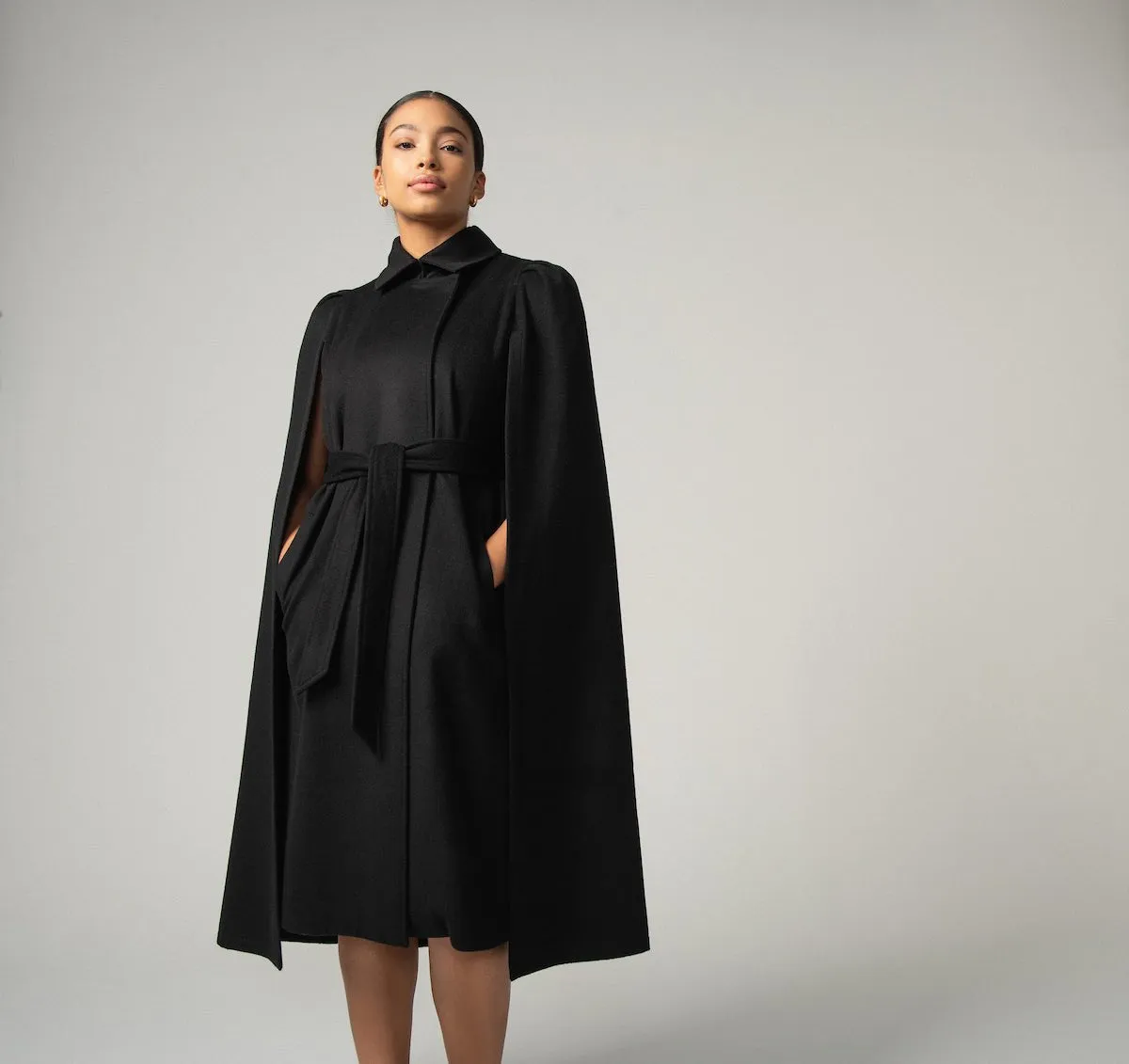 Raven Long Cape in Black