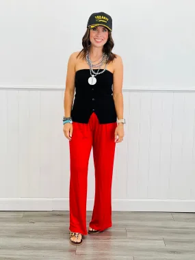 Red Modal Wide Leg Pants (Reg. and Plus)