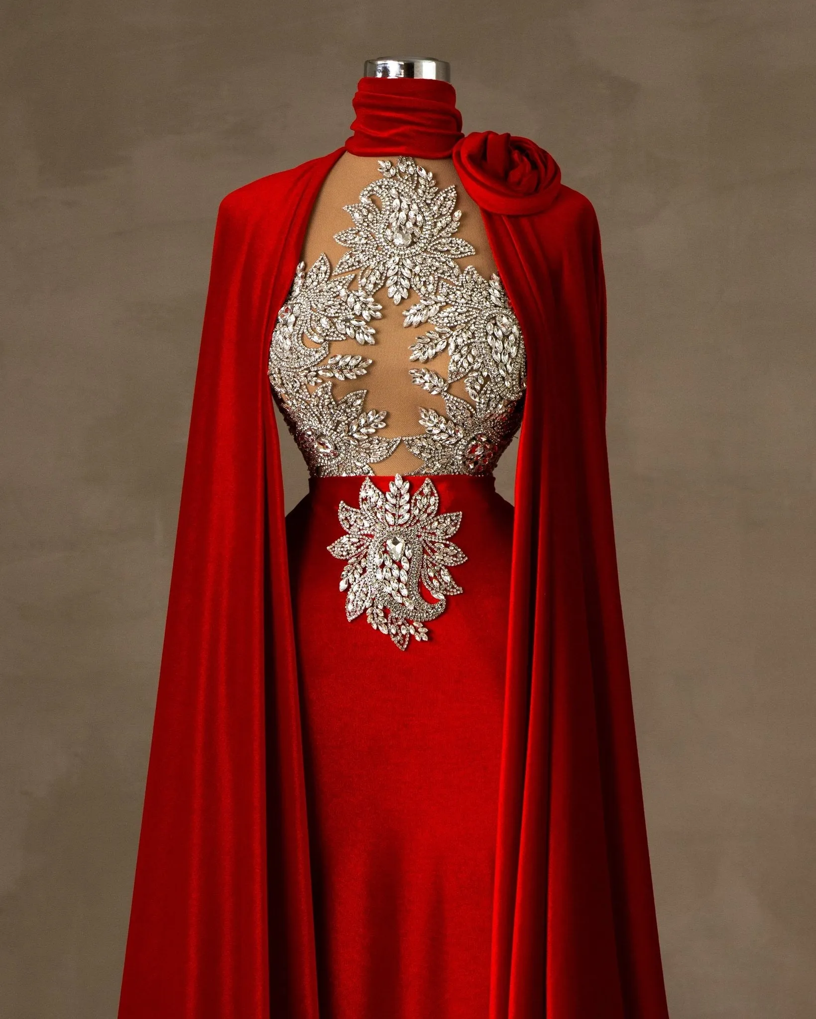 Ressia Velvet Dress with Silver Embellishments