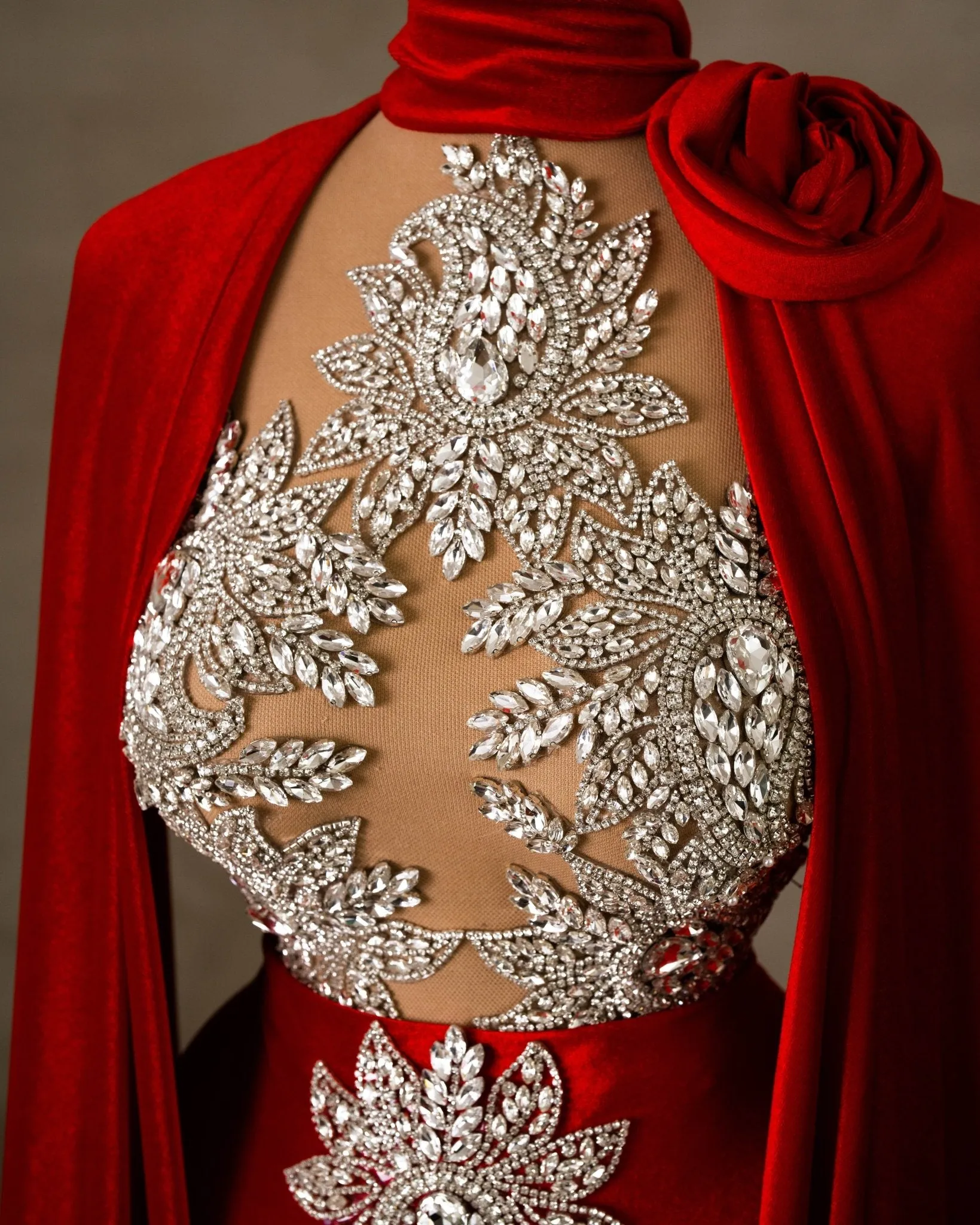 Ressia Velvet Dress with Silver Embellishments