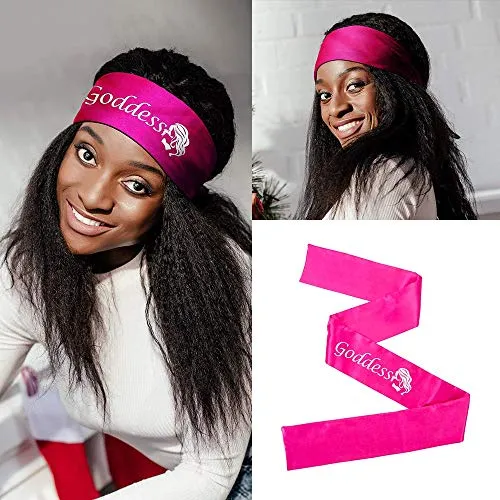 Silk Wrap for Hair Edges - Satin Edge Laying Scarf Edge Wrap for Black Hair Scarf Wig Scarf for Edges Wig Grip Headband for Makeup, Facial, Sport, Yoga(Rosy)
