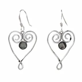Silver Large Heart Earrings with Abalone Accent Artisana