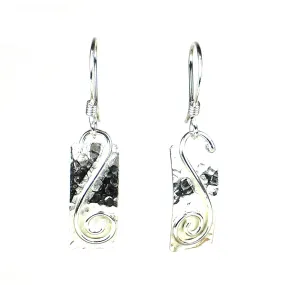 Silver Rectangle Earrings with Swirl Artisana