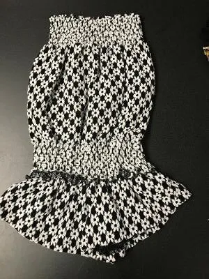 SMOCKED ROMPER BLACK WHITE DAISY