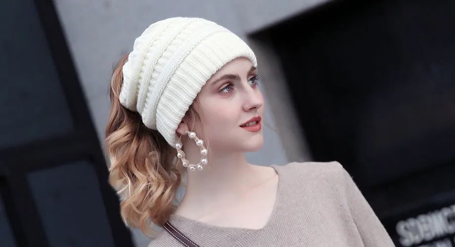 Soft Knit Ponytail Beanie 2018