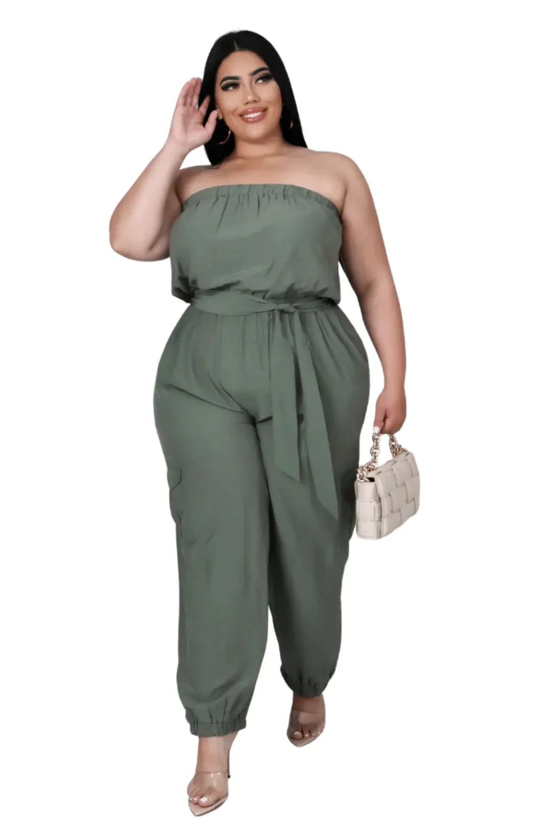 Strapless Jumpsuit - Olive