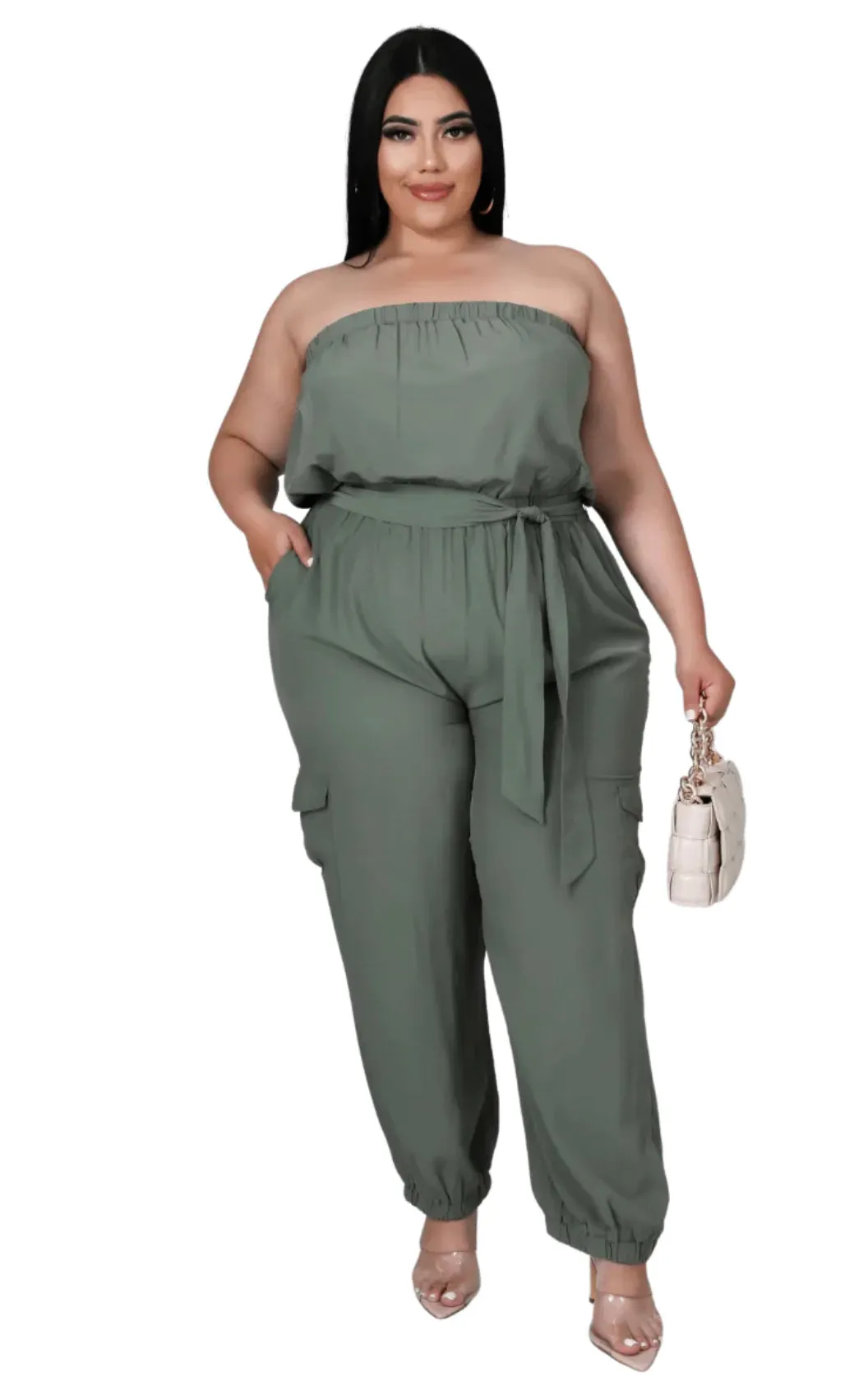 Strapless Jumpsuit - Olive