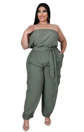 Strapless Jumpsuit - Olive