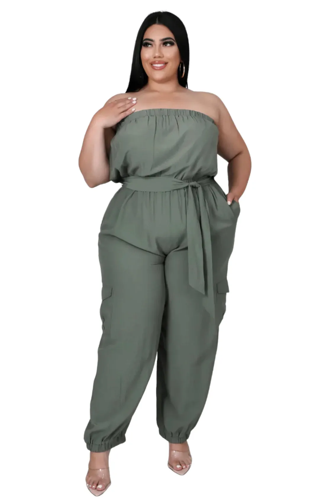 Strapless Jumpsuit - Olive