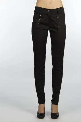 Stud Grommet Pocket Black Pants-184