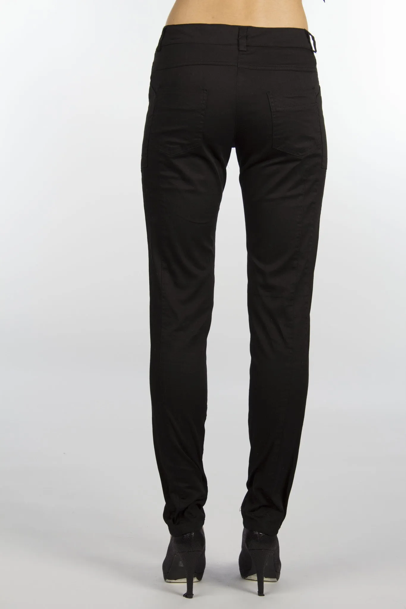 Stud Grommet Pocket Black Pants-184