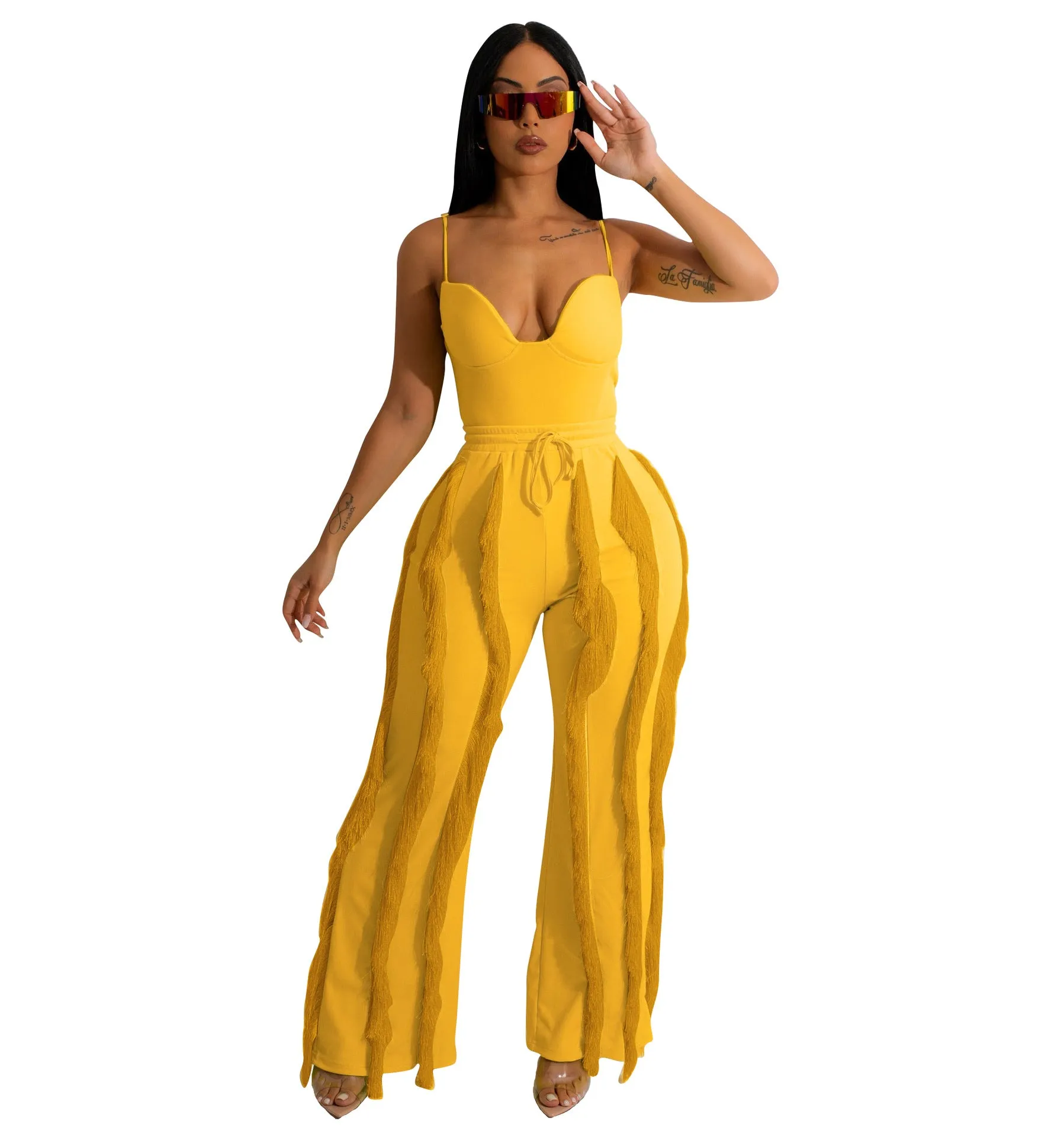 Tassel Lace Sling Jumpsuit