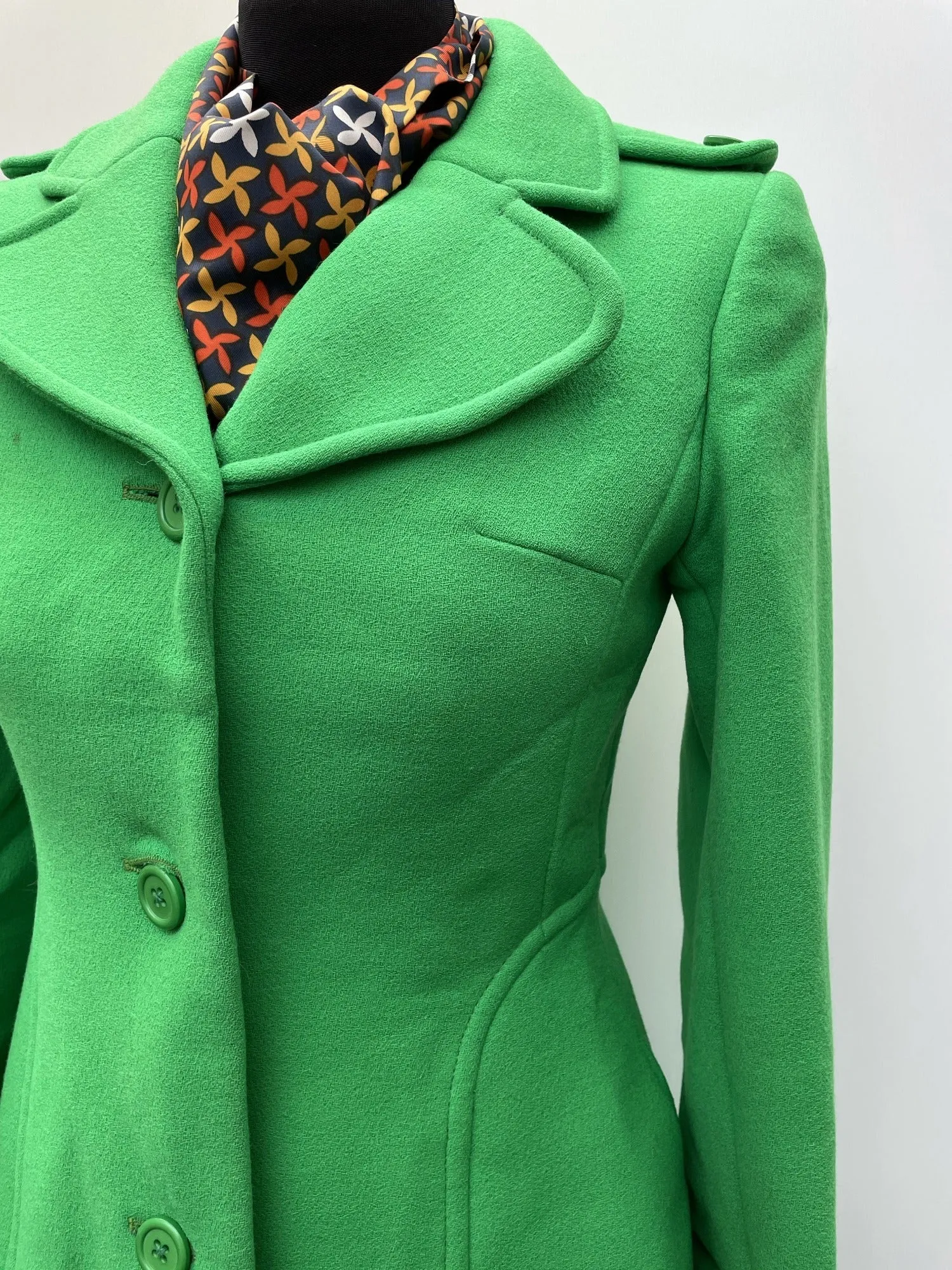 Vintage 1960s Aquascutum 3/4 Length Coat in Green - Size UK 8