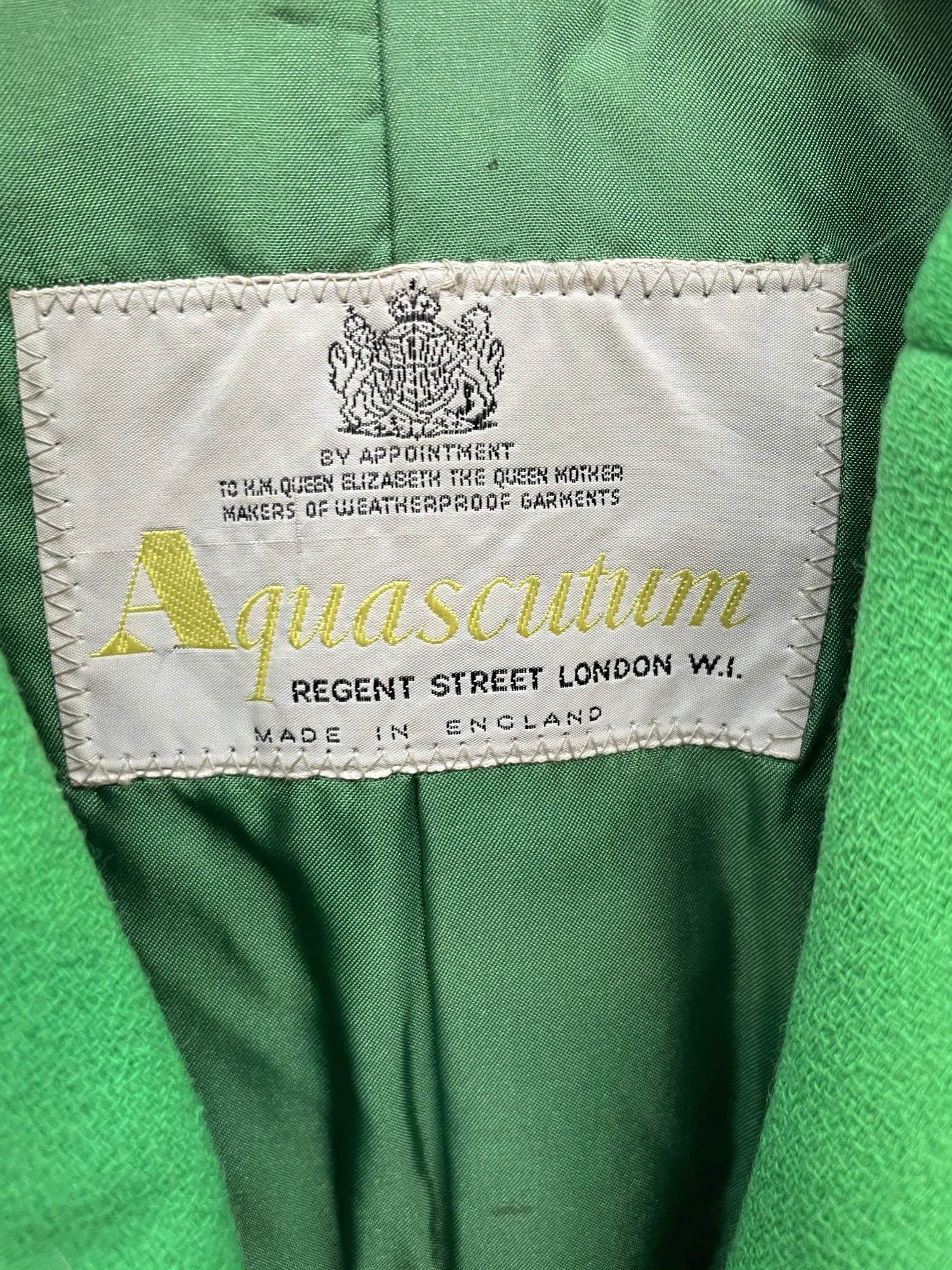 Vintage 1960s Aquascutum 3/4 Length Coat in Green - Size UK 8