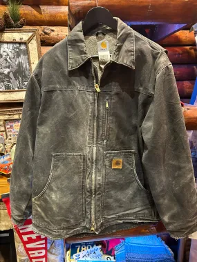 Vintage Carhartt Perfect Black Fade Out Sherpa Jacket, Large