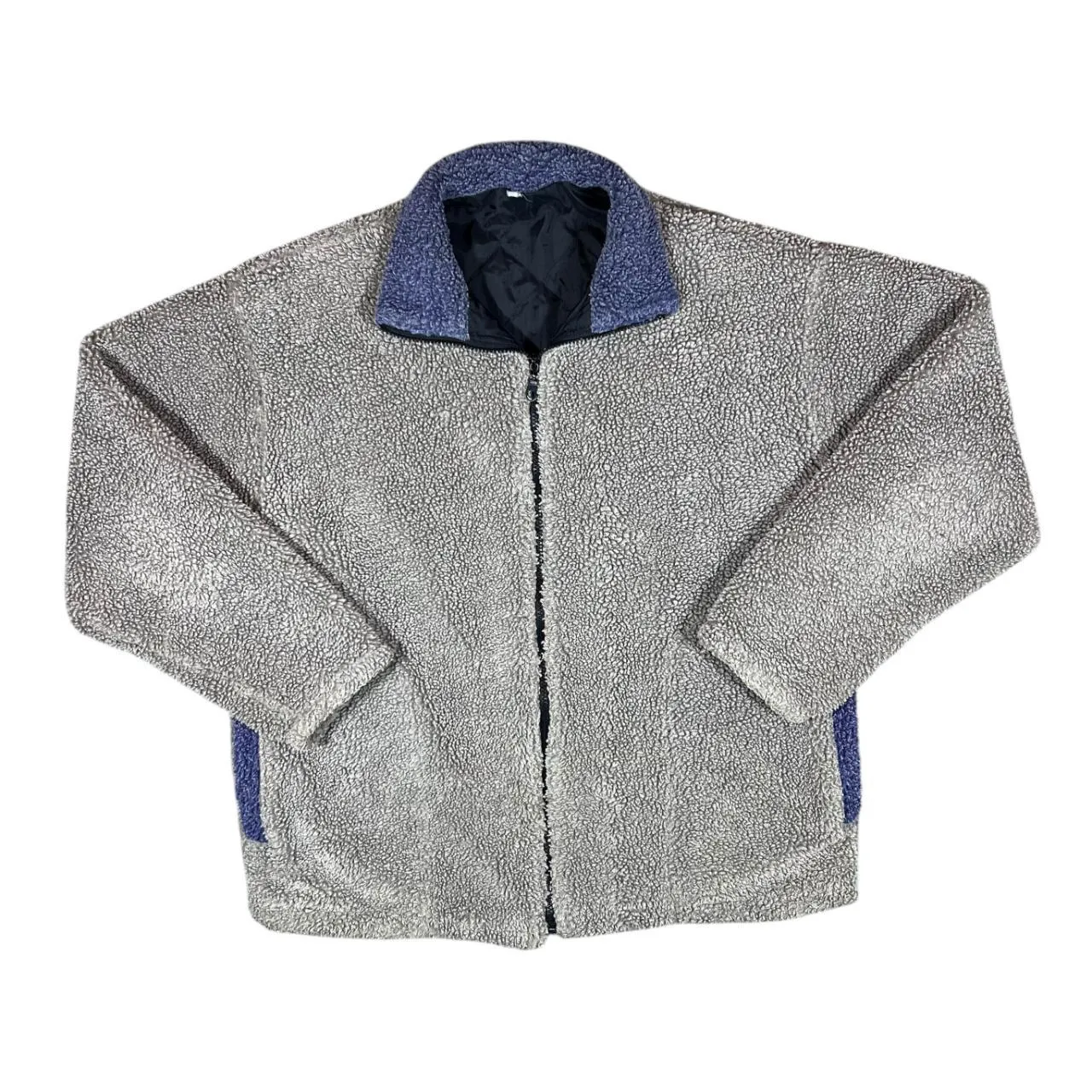 Vintage Deep Pile Sherpa Beige Zip Fleece Sweatshirt Jacket
