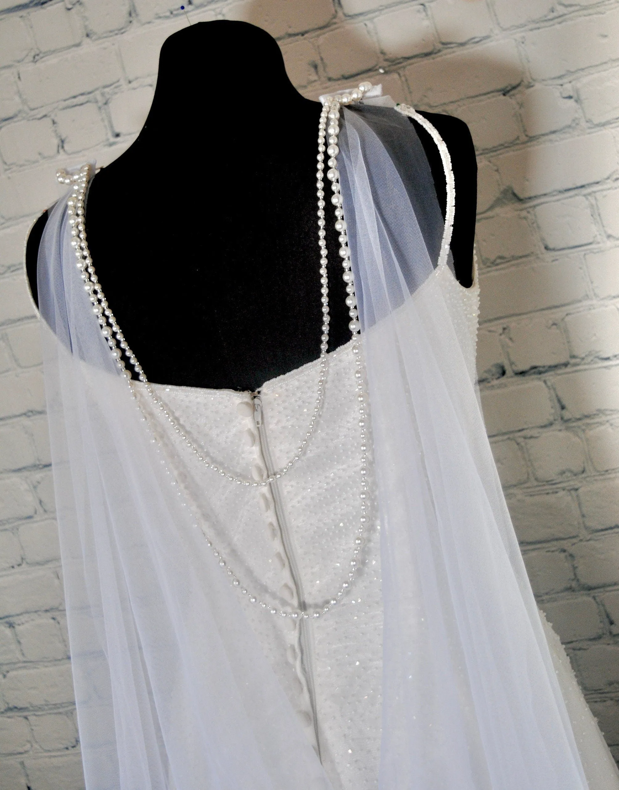 Wedding Cape | Draped Pearl Back