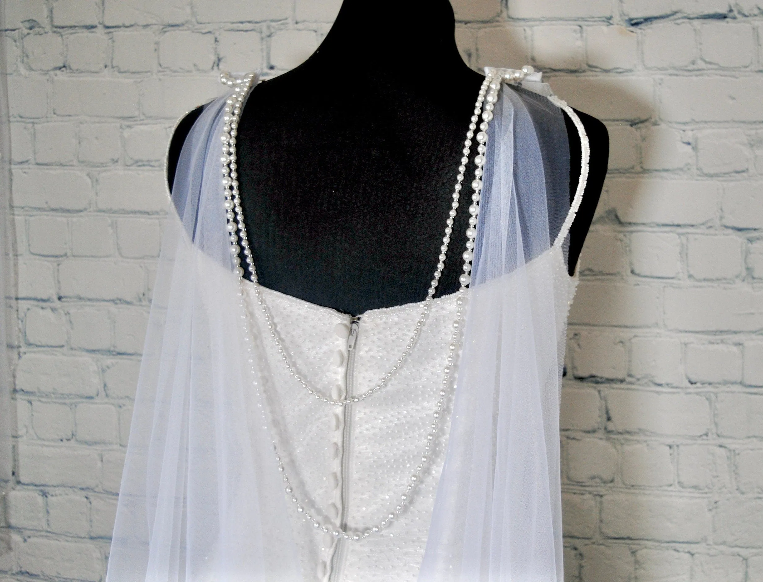 Wedding Cape | Draped Pearl Back