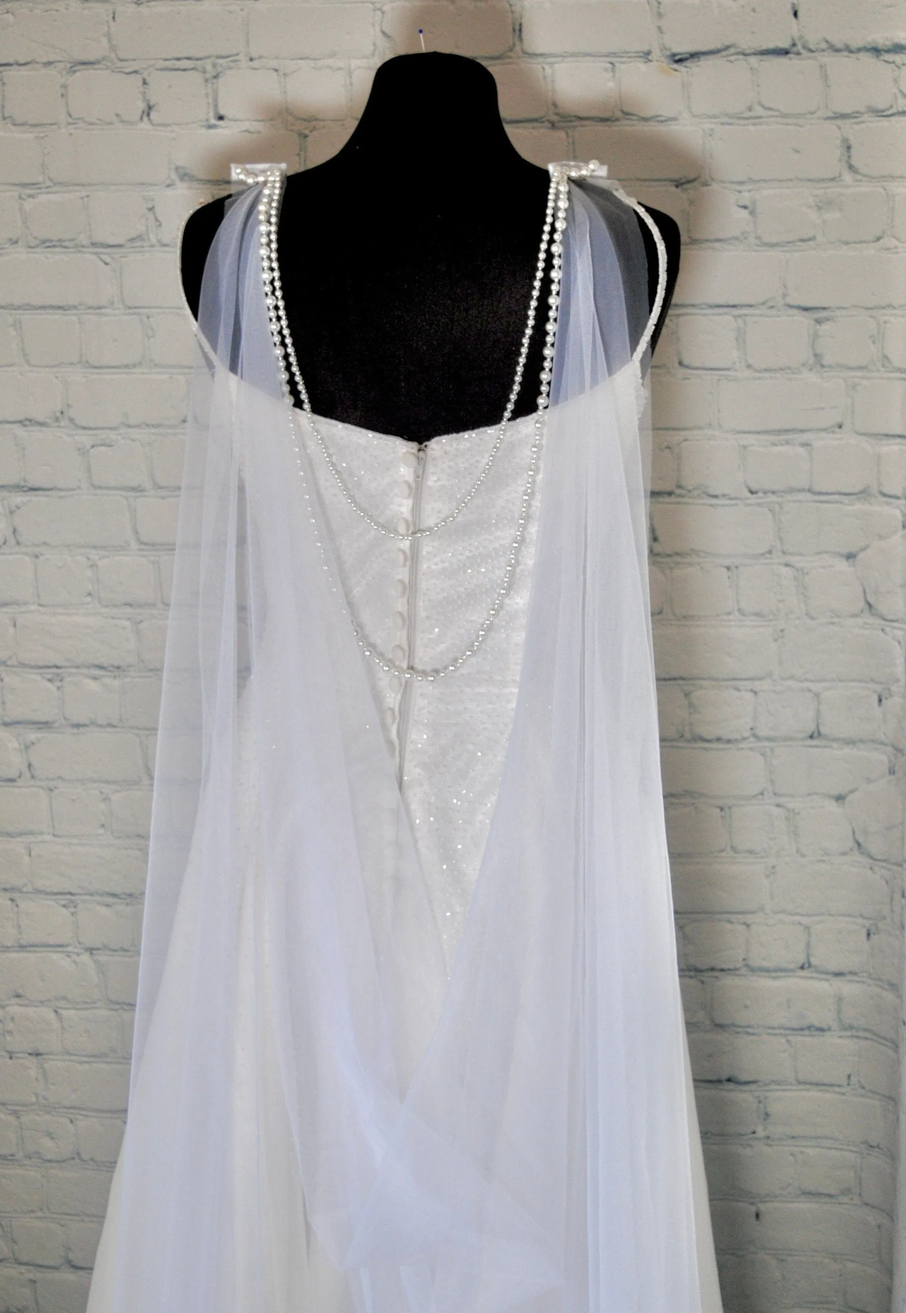 Wedding Cape | Draped Pearl Back
