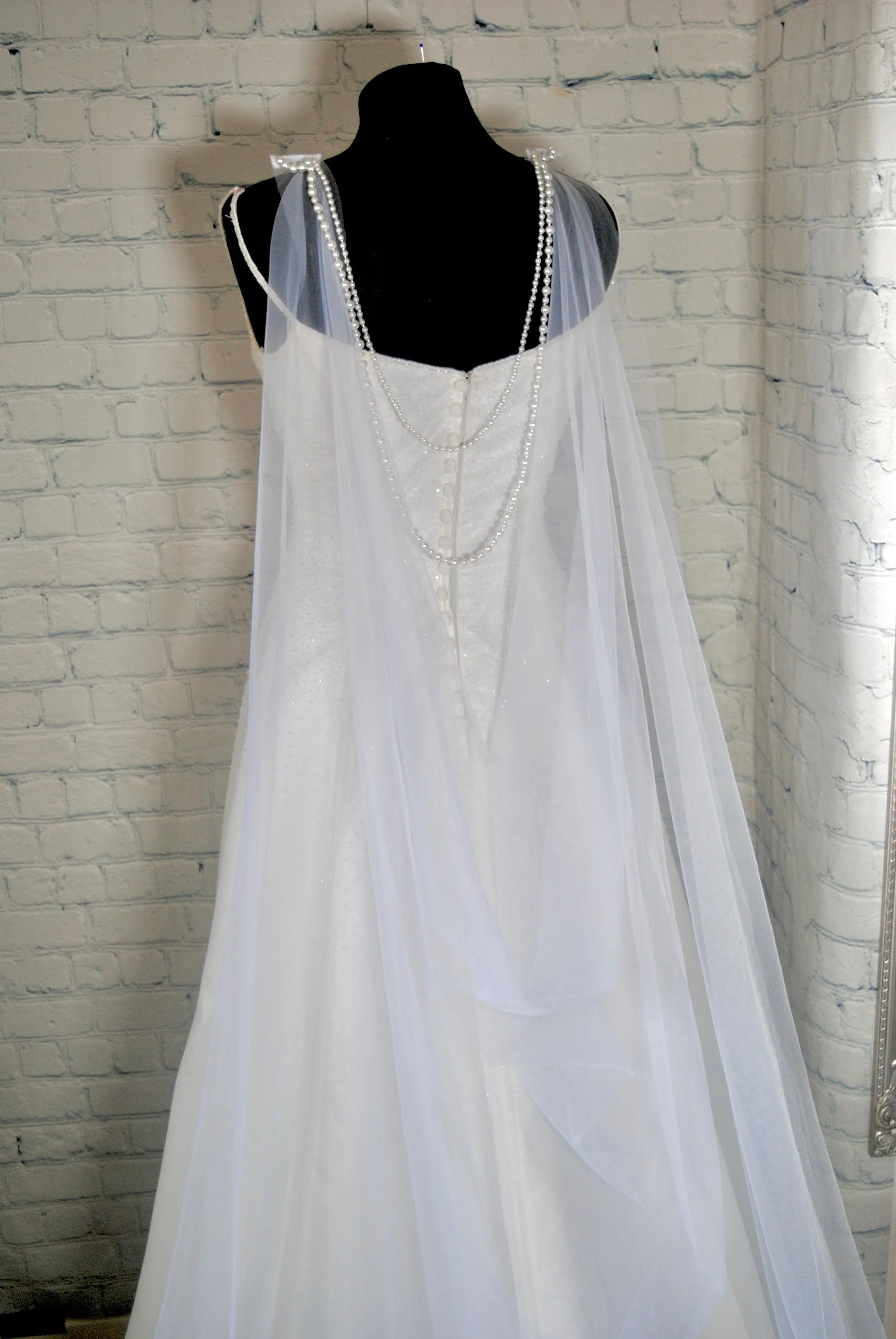 Wedding Cape | Draped Pearl Back