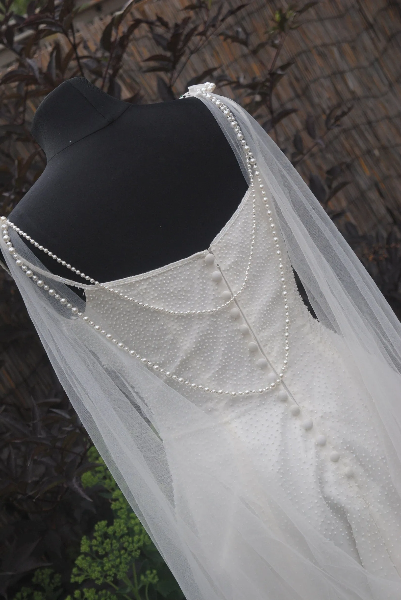 Wedding Cape | Draped Pearl Back