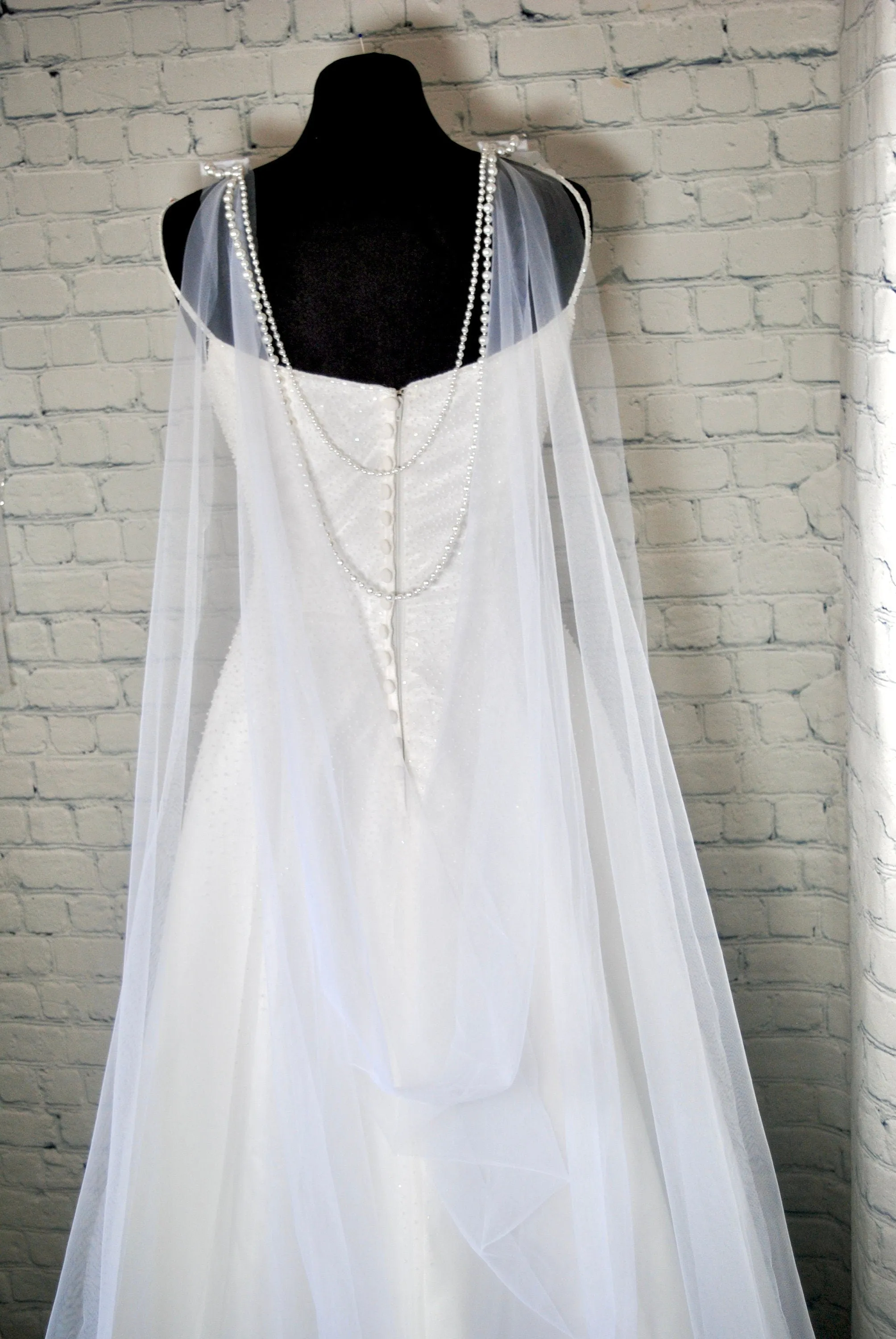 Wedding Cape | Draped Pearl Back