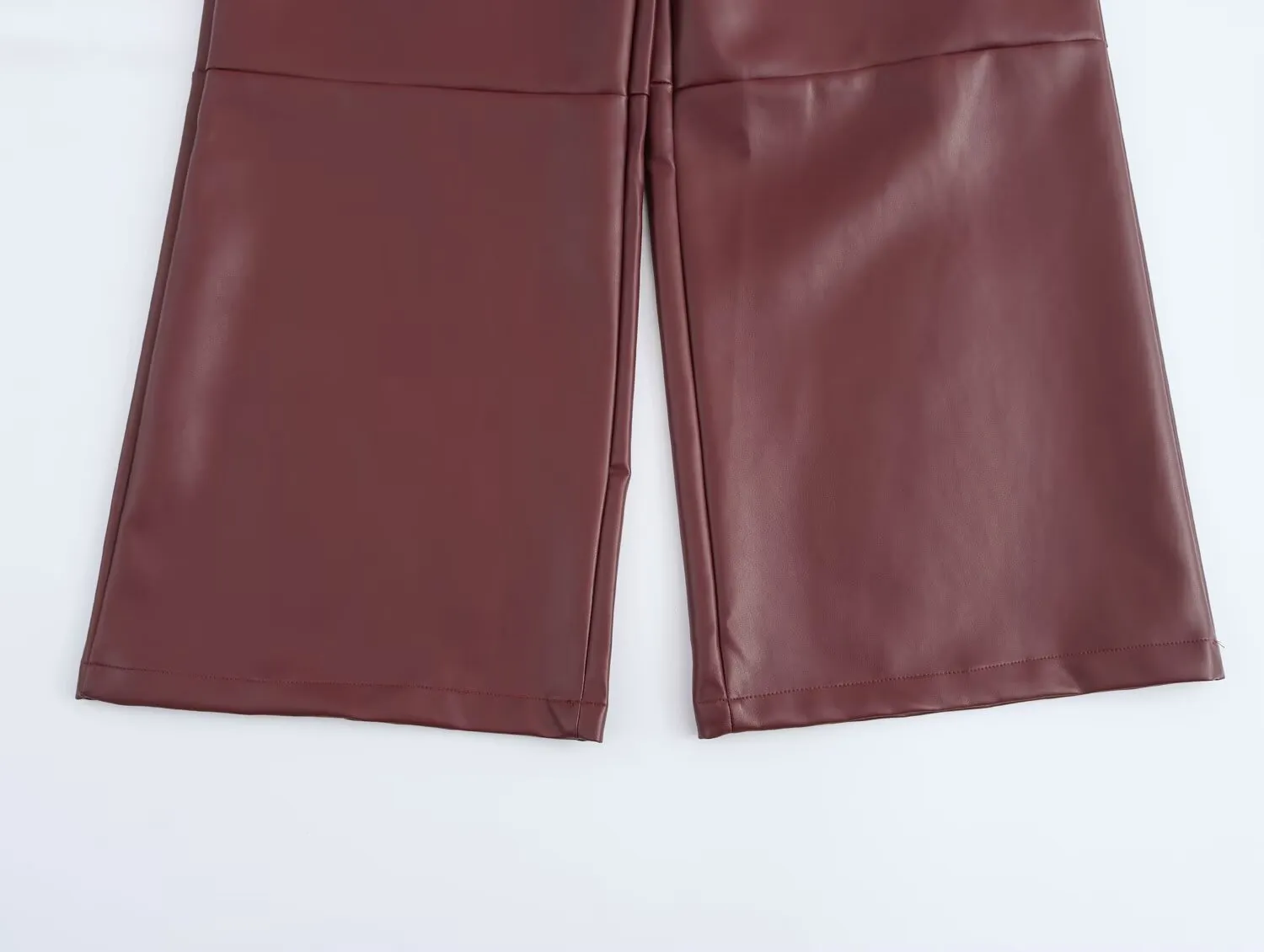 Women High Waist Wide Leg Faux Leather Pants