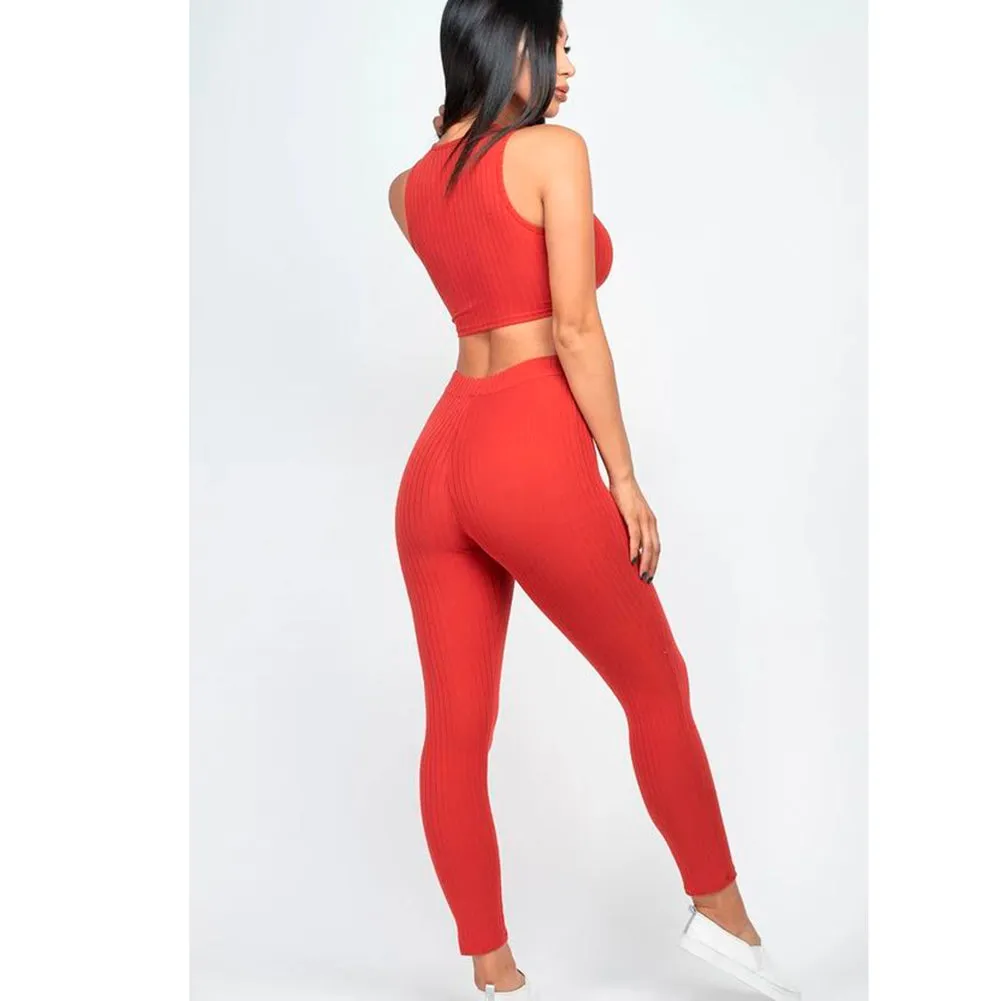Women's Crop Top Sports Bra & Leggings High Waisted Fitness Workout Yoga Set