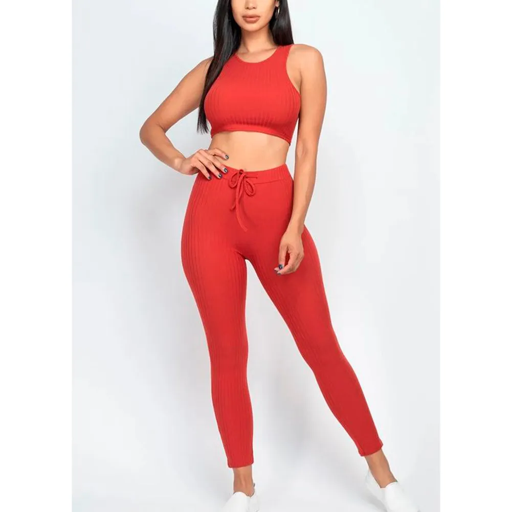 Women's Crop Top Sports Bra & Leggings High Waisted Fitness Workout Yoga Set