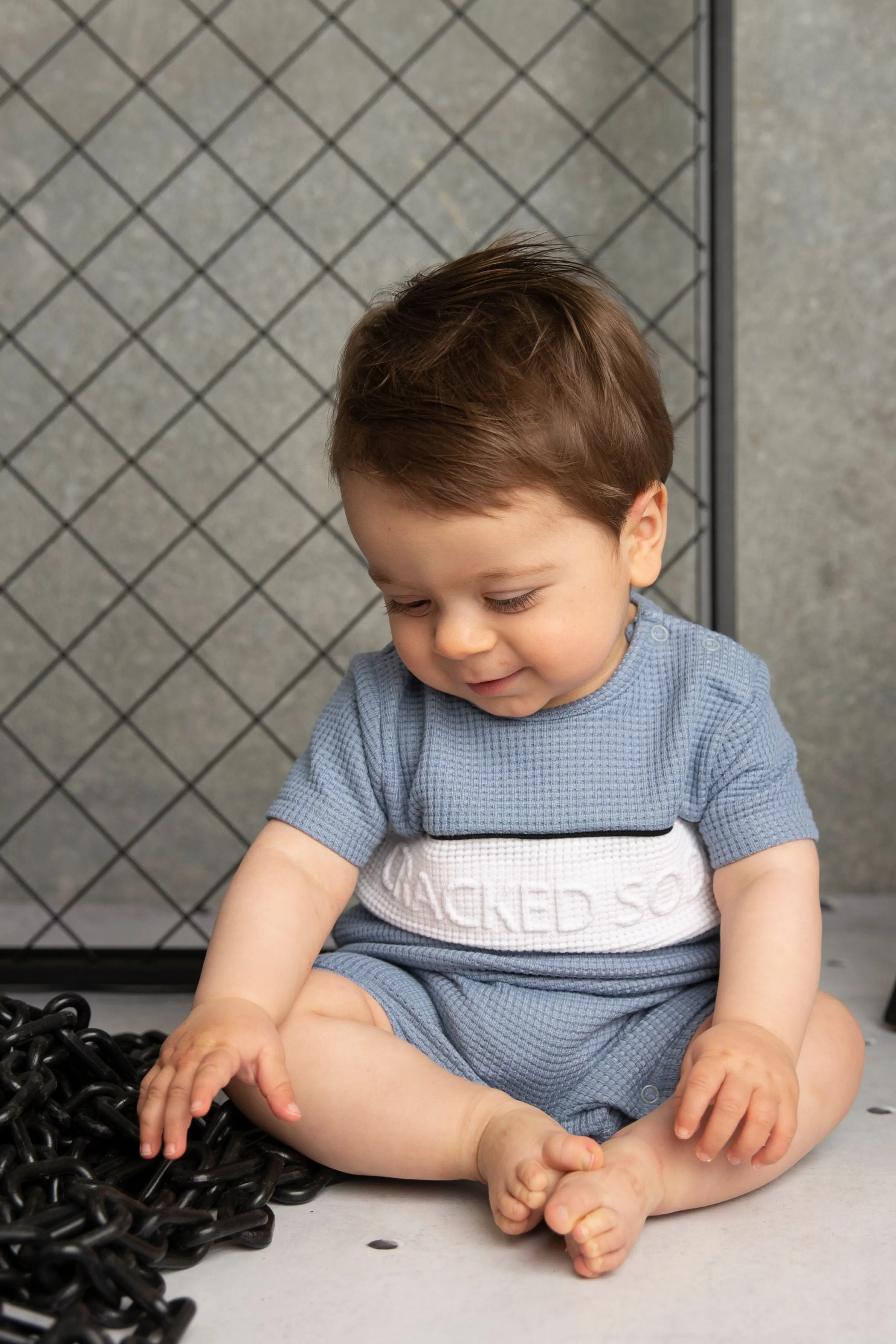 Xavier Summer Romper - Dusty Blue