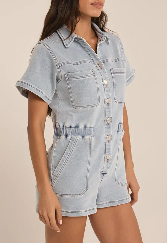 Z Supply - Elias Denim Romper Sun Bleach